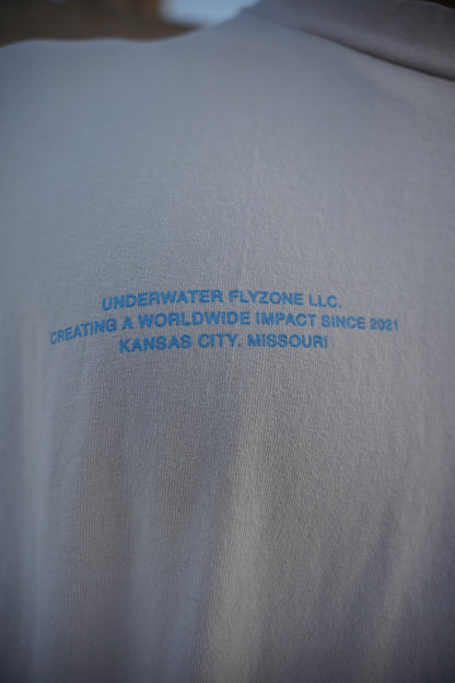 Grey + Powder Blue "YOUR LIFE IS WORTH LIVING" Boxy / Crop Cut Heavy Weight T-shirt
