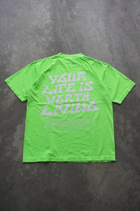 YOUR LIFE IS WORTH LIVING HEAVYWEIGHT TEE - NEON GREEN