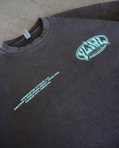 Vintage Black + Teal "YOUR LIFE IS WORTH LIVING" Thermal Long Sleeve (LIMITED)