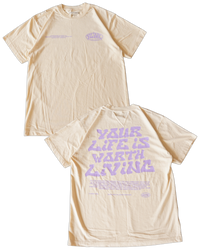 Cream + Lavender "Your Life is Worth Living" T-Shirt