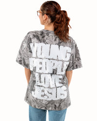 B&W Camo + White "YOUNG PEOPLE LOVE JESUS" T-Shirt