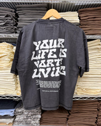 Vintage Black + White "Drop Crop" T-Shirt