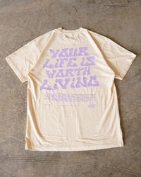 Cream + Lavender "Your Life is Worth Living" T-Shirt