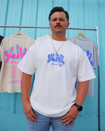 Purple + Teal on White YLIWL "Spring Tour 2026" T-Shirt