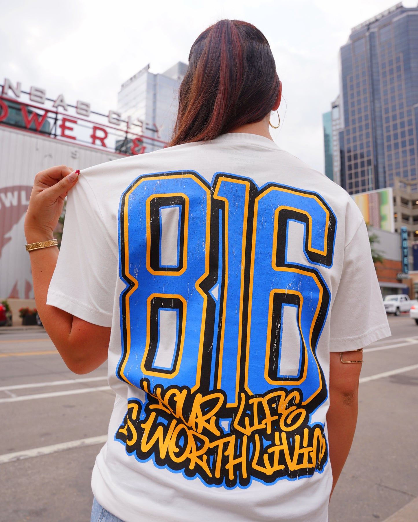 White + Blue "816 DAY" Your Life Is Worth Living Soft, Light Weight T-Shirt