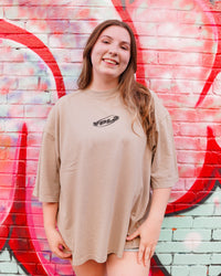 Khaki + Black "YOUNG PEOPLE LOVE JESUS" Oversized Boxy T-Shirt
