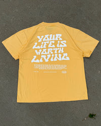Vintage Sunflower "Your Life is Worth Living" T-Shirt