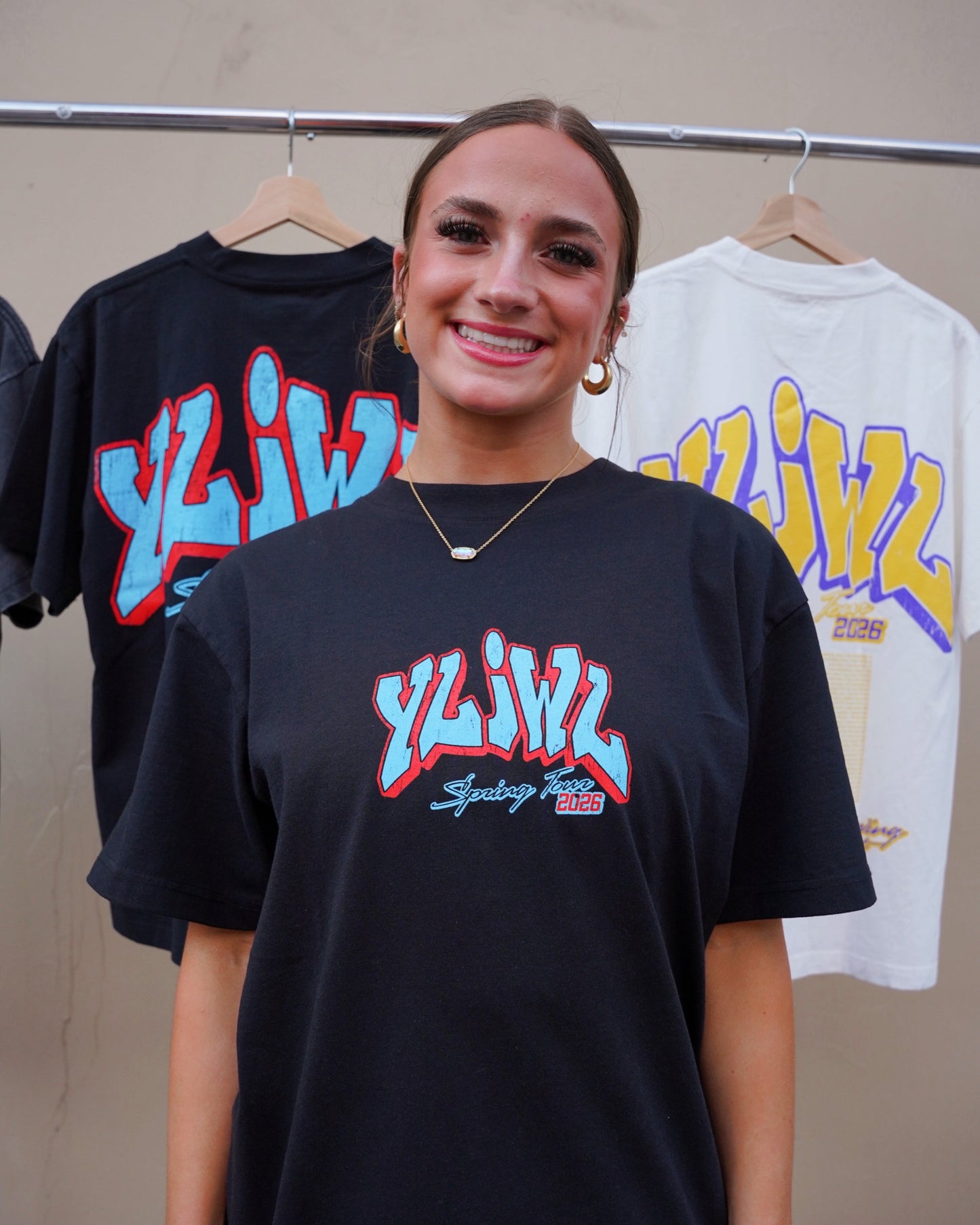 Blue + Red on Black YLIWL "Spring Tour 2026" T-Shirt