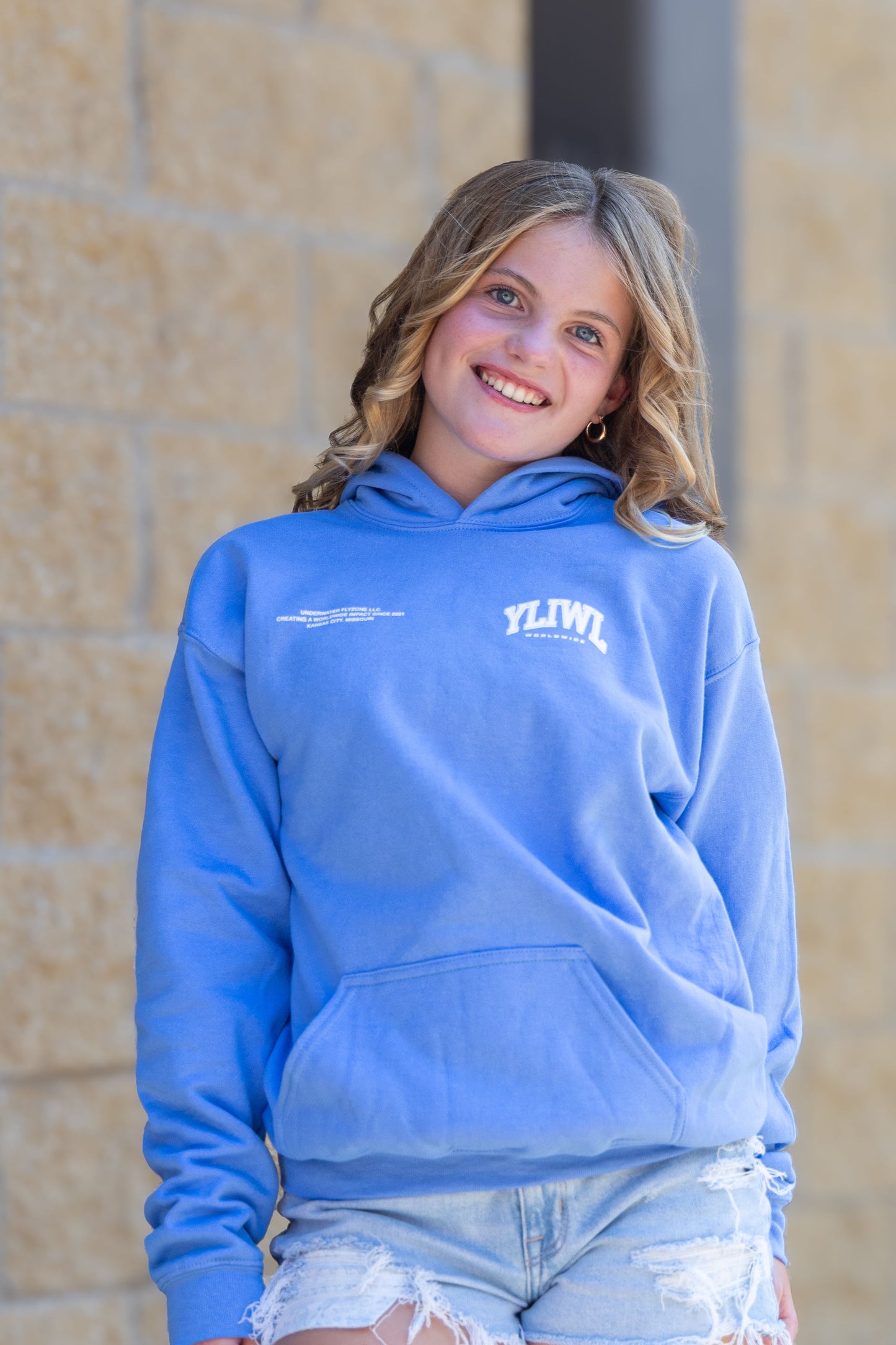 Blue + White "Your Life is Worth Living" YOUTH Hoodie