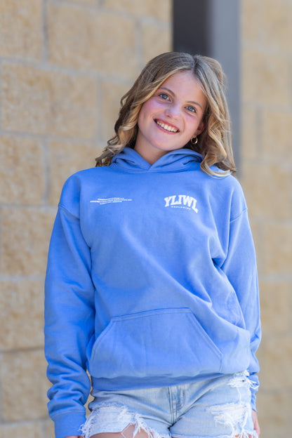 Blue + White "Your Life is Worth Living" YOUTH Hoodie