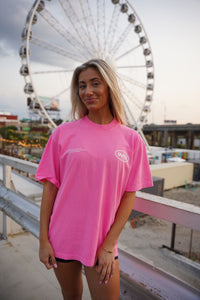 YOUR LIFE IS WORTH LIVING HEAVYWEIGHT TEE - NEON PINK