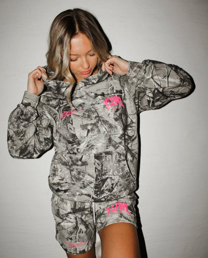 Pink B&W Camo "YOUR LIFE IS WORTH LIVING" Shorts (Limited - 100% Cotton)
