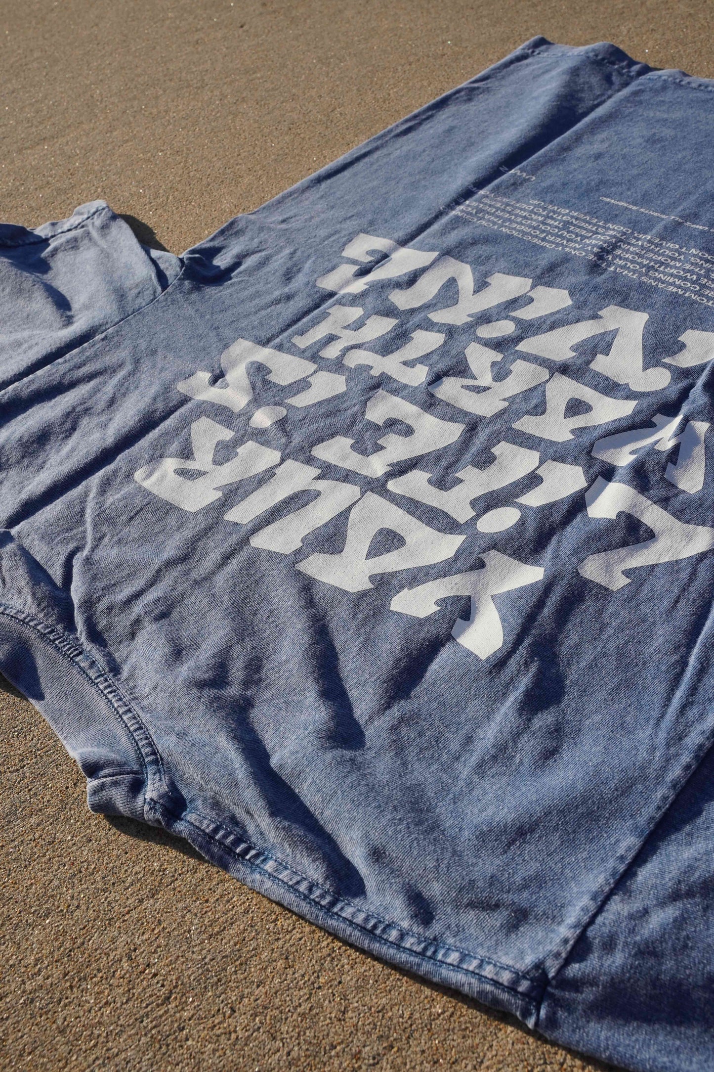 YOUR LIFE IS WORTH LIVING HEAVYWEIGHT TEE - Blue Mineral Wash