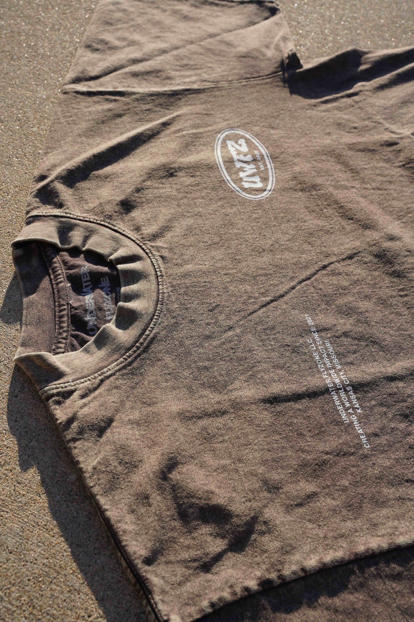 YOUR LIFE IS WORTH LIVING HEAVYWEIGHT TEE - Brown Mineral Wash