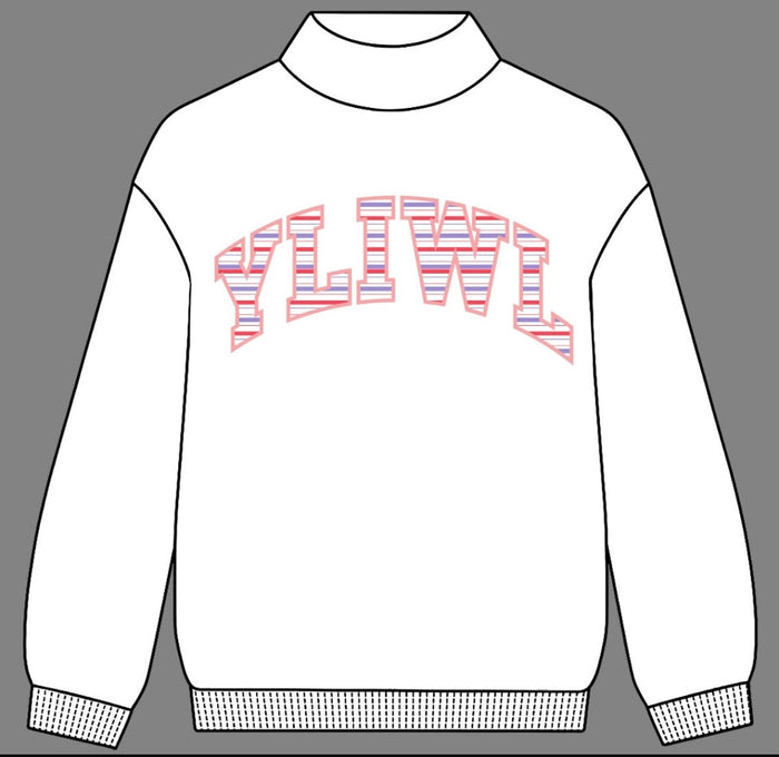 White + Stiped "YLIWL" Mockneck PREORDER! (Arrives mid/late November)
